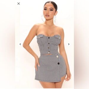 Stylish Black and White Checkered‎ Women's Set